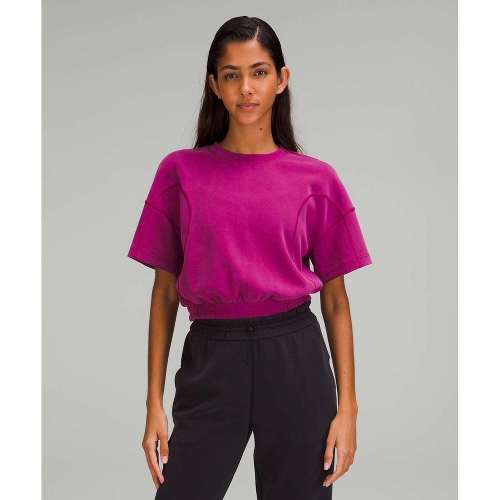 Lululemon Softstreme Gathered Tee T-Shirt Magenta Purple Size 8 Short Sleeve